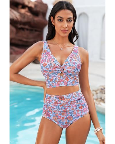 GRAPENT Women's High Waisted Swim Bottom Ruched Bikini Tankini Bottoms Tummy Control Swimsuit Briefs