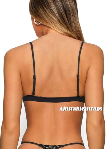 Navneet Women Sexy Triangle Lace Bralettes Y2K Cute V Neck Wireless Cami Bra Tank Top Everyday Bras Lingerie4