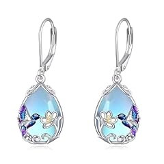 Silver-Hummingbird Moon Earrings