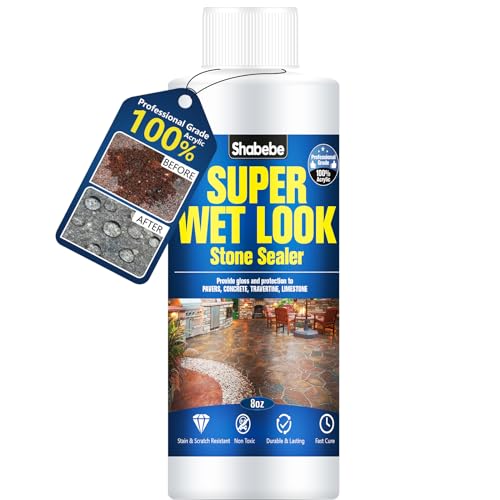 Shabebe Super Wet Look Stone Sealer-8oz Durable & Long-Lasting Protection with High Gloss Finsh Stain Proof Against Water Damage & Dissolved Salts Natural Stone Sealer for Sandstone Driveways