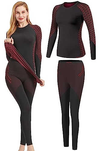Ropa Térmica Para Mujer Ekouaer - Conjunto De Camiseta Manga Larga Y Pantalón, 87% Poliéster, 13% Elastano, Para Esquí, Deporte O Casa