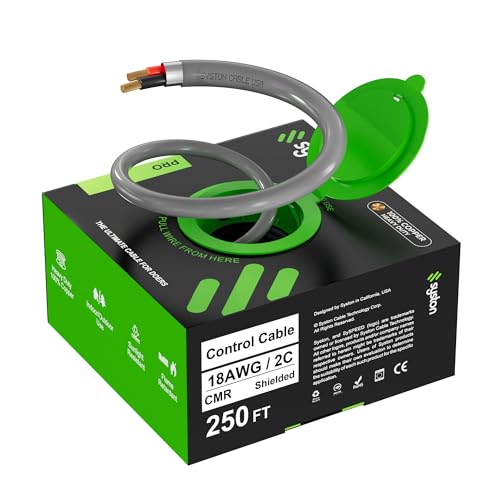 SYSTON 18/2 Fire Security Burglar Station Sound Alarm Control Cable Wire, Riser-Rated CMR/CL3R Shielded Stranded Copper, UV Resistant for Indoor/Outdoor 0-30V Low Voltage Use, UL/ETL Listed, Gray