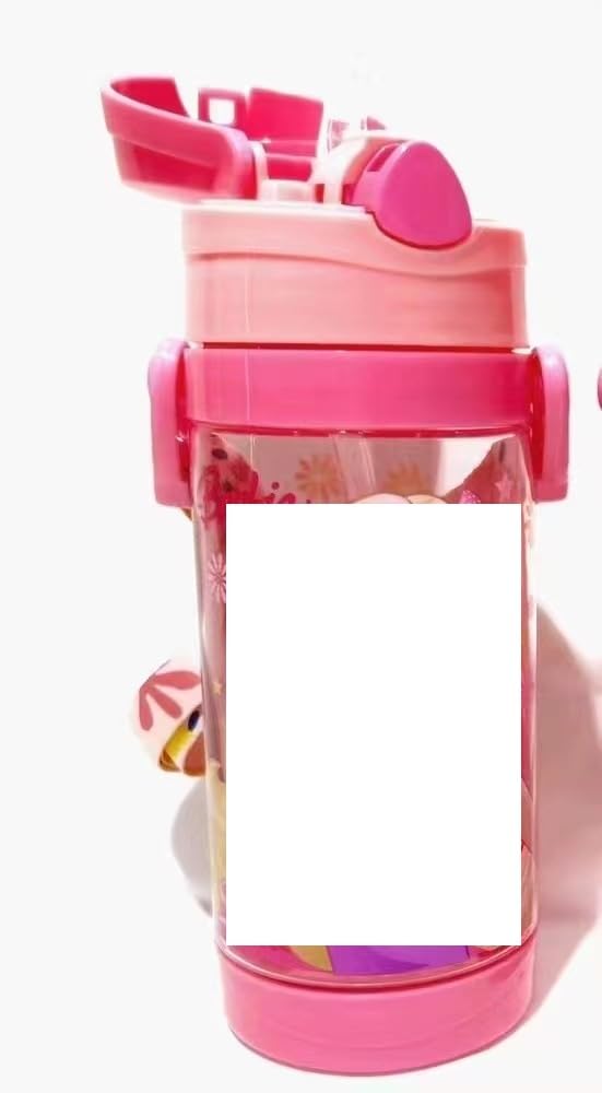 FCXVXCL Hellokiitty Kids Water Bottles, Plastic Bottle with Straw Drinks Bottle Leakproof Sports Bottles with Shoulder Strap Reusable Cartoon Water Bottle for School Travel Sports Outdoor (500ml)