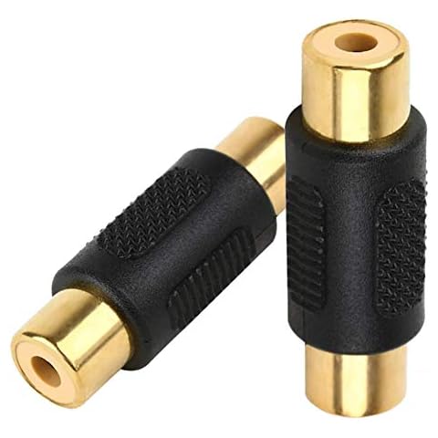1STec 2 x Gold Plated RCA Phono Female Socket Cable Coupler Joiners for Converting or Changing the Gender of Male Ended Stereo Audio Composite or Component Video AV Leads (2 x Adapters, Female) Cover
