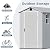 Devoko 4×8 FT Resin Storage Shed with Floor, Garden Plastic Outdoor Shed with Window and Lockable Door, Waterproof Outside Tool shed for Backyard Patio, Light Grey