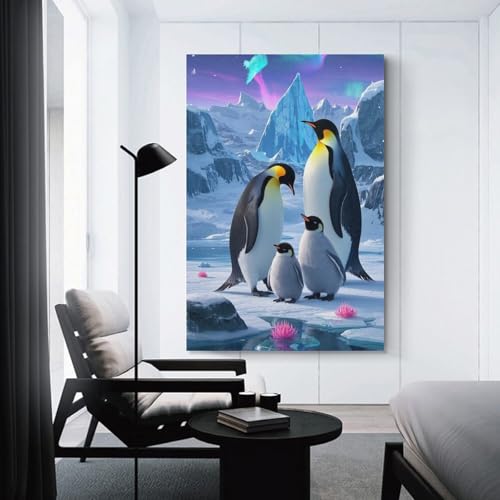 Cuadro en lienzo de pingüino para solucionar paredes frías en salones y pasillo 3
