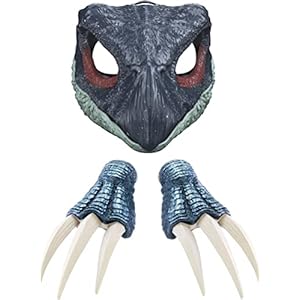 Mattel Jurassic World Toys Dominion Therizinosaurus Roleplay Bundle with Dinosaur Mask with Sound & Slasher Claws, Costume Accessory