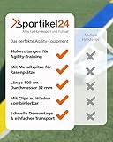 SPORTIKEL24 Slalomstangen 100 cm – ø 32 mm – 5er-Set mit Metallspitze – Rot – Trainingsstangen für Agility, Fußball & Koordinationstraining