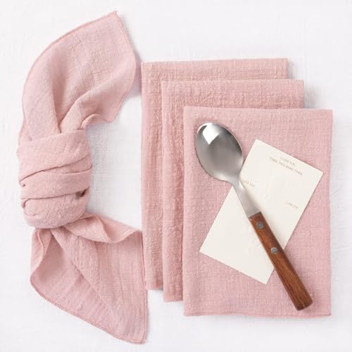 Pink Napkins Cloth, 6Pack Cotton Napkins Pink 42 x 42 CM, Cloth Napkins Set of 6, Table Napkin Cloth for Christmas/Dinners/Weddings/Bar