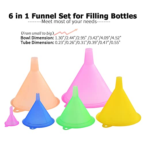 Delove All Purpose Plastic Funnel Set Of 6 - Funnels For Kitchen Use Filling Bottles - Small Funnel Set- Mini/Small//Large - Food Grade And Bpa Free #TOP1