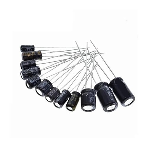 ICXLPMC 120Pcs 12 value kit 1uF-470uF Electrolytic Capacitor Package 1UF 2.2UF 3.3UF 4.7UF 10UF 22UF 33UF 47UF 100UF 220UF