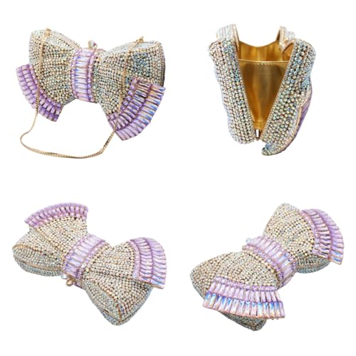 Image of RomanticDesign Women Sparkly Bowknot Evening Clutch Luxury Rhinestone Bride Purse Wedding Party Prom Banquet Handbag