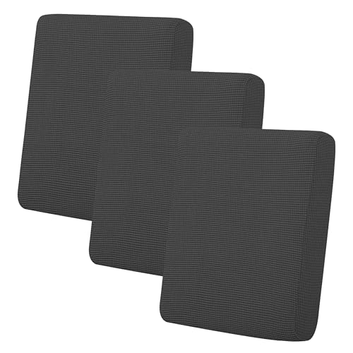 Image of Easy-Going Stretch 3 Pieces Couch Cushion Cover for Sofa Seat | Furniture Protector Sofa slipcover for 3 Cushion Couch Washable Soft with Elastic Bottom Dark Gray