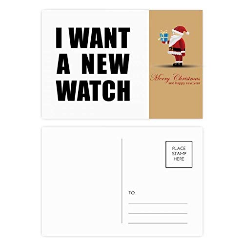 Cartes postales I Want A New Watch Santa Claus par lot de 20 pièces pour Noël