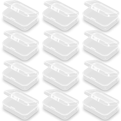 Image of 12 Pack Rectangle Plastic Clear Storage Containers Box (2.52 x 1.73 x 0.79 Inch), Small Bead Organizer for Small items, Crafts, Beads, Coins, Jewelry and Business Cards