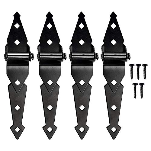 Home Master Hardware 8 Inch Heavy Duty Strap Gate Hinges Shed Storage Gate Barns Tee Hinges With Screws Black 4 Pack #TOP19