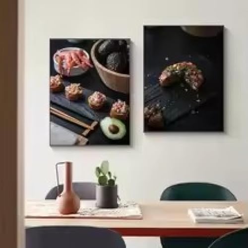 Affiches de décoration de cuisine au motif de sushis et galette pour buffet