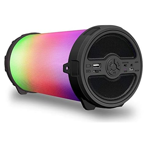 Sykik SP198BT, Powerful Portable Boom Box Speaker with Bluetooth Wireless Connection, FM Radio, SD and USB Ports, Built-in Rechargeable Battery Cover