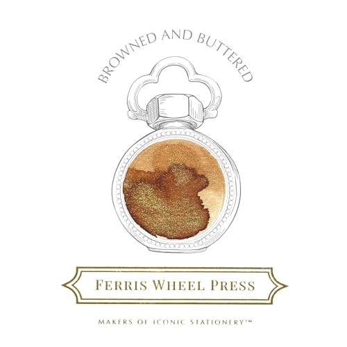 Ferris Wheel Press Fountain Pen Ink, Everyday Ink Collection, Browned and Buttered, Burnt goldenrod with gold shimmer, 38ml