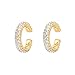 PAVOI 14K Yellow Gold Plated 925 Sterling Silver 1.3mm Staggered Cubic Zirconia Sparkling Round Huggie Ear Cuff Gold Earrings for Women | Clip On Cartilage