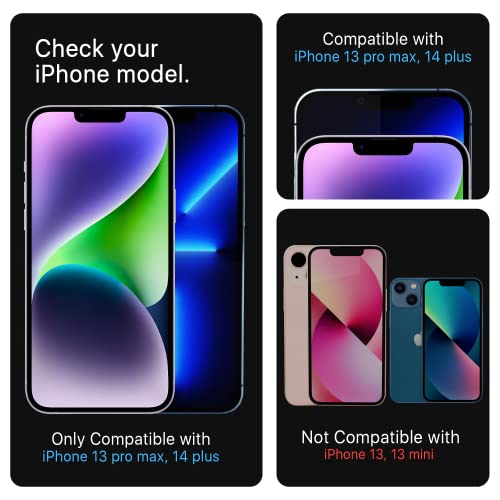 Image of ArmourPro Privacy Tempered Glass for iPhone 14 Plus, iPhone 13 Pro Max, Anti Spy Anti Peeping Screen Protector, Edge-to-Edge Full Coverage, 9H Hardness with Cable Protector | Black