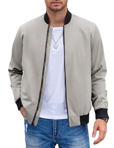 COOFANDY Men Bomber Jackets Casual Slim Fit Jacket Solid Long
