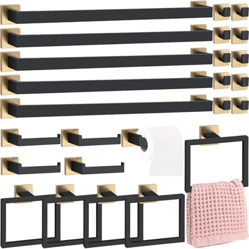 25 Pcs Black Gold Bathroom Hardware Accessories Bath Towel Bar Set