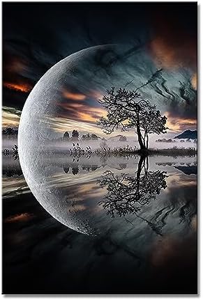 Moon Landscape Wall Art Decor Painting Pictures Pr…