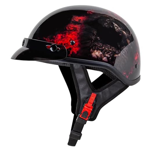 Cartman Cruiser Scooter Motorcycle Half Face Helmet, Red Skull USA Graphics, DOT Approved for Bike Scooter ATV UTV Chopper Medium