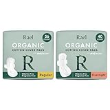 Rael Sanitary Towels Day & Night Bulk Bundle - Organic Cotton Cover, Ultra Thin Period Pads with Wings for Women, Vegan, Cruelty Free, Unscented/Regular (56 Count) & Overnight (40 Count)