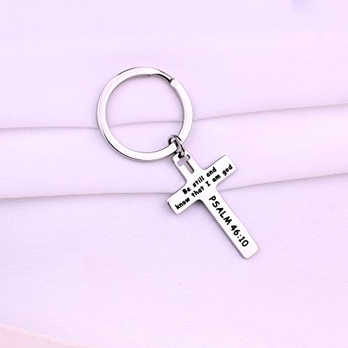 Be Still And Know That I Am God Cross Keychain Psalm 46:10 Religious Jewelry Christian Gift (Cross Keychain) #TOP1