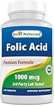 Best Naturals Folic Acid 1000 mcg (Vitamin B9), 240 Tablets