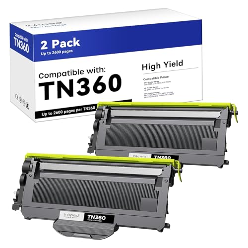 iNKPAD TN360 TN330 Compatible Toner Cartridge Replacement for TN360 TN-330 High Yield, Compatible with MFC-7840W HL-2140 MFC-7340 MFC-7440N HL-2170W HL-2150N Printer (2 Black)