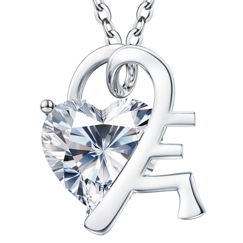 Image of ForeverLove Heart Necklaces for Women, 4-2 Carats Heartshap Moissanite, Silver Pendant Jewelry, Anniversary Birthday Gifts for Wife, Girlfriend, Daughter, Mom