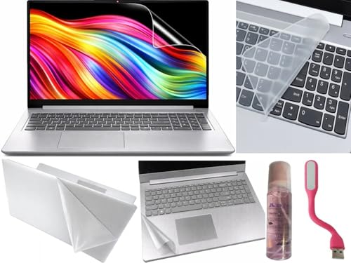 Image of Anjo 6 in 1 Combo of 15.6 Inch & 16:9 Display Aspect Ratios Laptop Screen Protector, Key-Skin, Body Lamination Trackpad & Lid (Transparent), USB Light & Cleaner
