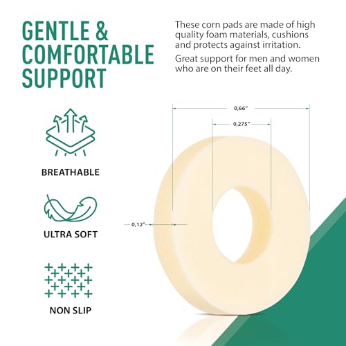 Image of Comfwalk Callus Cushions Pads, 60-Count, Round Soft Foam, Beige Skin Color (Pack of 2)