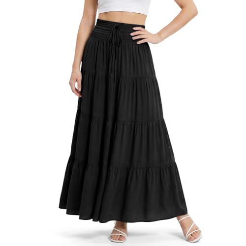 Alaoo Faldas Largo para Mujer, 2 en 1 Cintura Elástica Alta Falda Larga Bohemia con cordón,Maxi Falda Largos Línea A para Vacaciones Playa Casual Talla única,Negro Alaoo Faldas Largo para Mujer, 2 en 1 Cintura Elástica Alta Falda Larga Bohemia con cordón,Maxi Falda Largos Línea A para Vacaciones Playa Casual Talla única,Negro