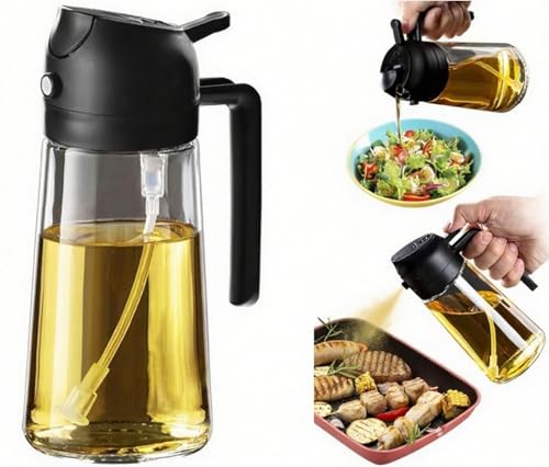 IVKIOMA 2 in 1 Oil Sprayer for Cooking, Oil Dispenser for Kitchen Gadgets, 16oz/470ml Premium...
