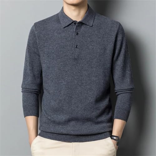 Men’S Classic Wool Pullover Sweater Turn-Down Collar Long Sleeve Slip-On Flat Knitted Wool Casual Soft Jumper Tops3
