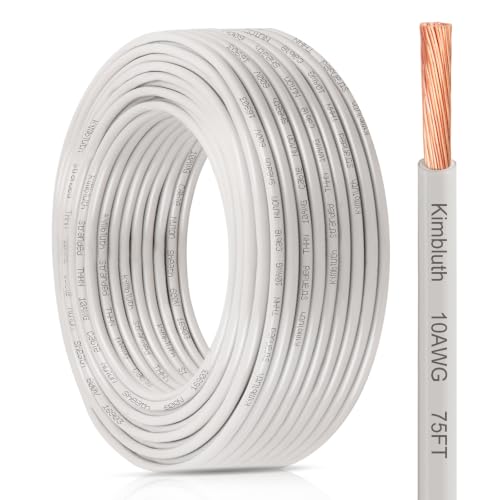 THHN Wire 10 Gauge 25 FT Stranded Copper Wire, White