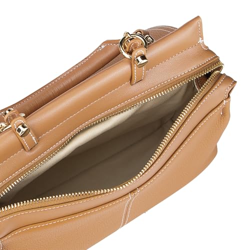 Genuine Cow Leather Shoulder Crossbody Bag for Women, Large Capacity Top Handle Handbag Stylish Daily Purse 32484