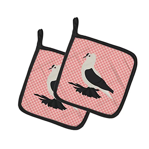 Caroline's Treasures Bb7946Pthd Saxon Fairy Swallow Pigeon Pink Check Pair Of Pot Holders Kitchen Heat Resistant Pot Holders Sets Oven Hot Pads For Cooking Baking Bbq, 7 1/2 X 7 1/2 #TOP2