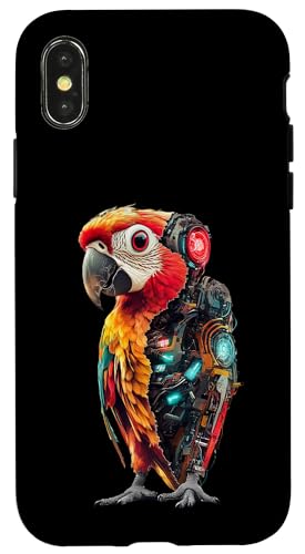 �ʔ����I�E�����{�b�g�������D�ƃT�C�{�[�O�I�E�����{�b�g Robot Parrot Lover Cyborg AI �X�}�z�P�[�X iPhone X/XS �p