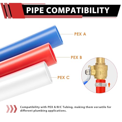 image for (Pack of 10) EFIELD 1/2 Inch Pex Crimp Brass Full Port Shut-off Ball V