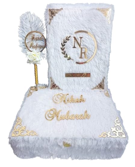 SOB FASHION CUSTOMISED COMBO OF NIKAH NAMA BOOKLET BOX (WHITE) WITH NIKAH NAMA BOOKLET AND NIKAH SIGN QUBOOL HAI PEN, THUMB BOOKLET WEDDING GIFT RED COLOUR FUR THEME BOOKLET (WHITE) (3, White)-image-3