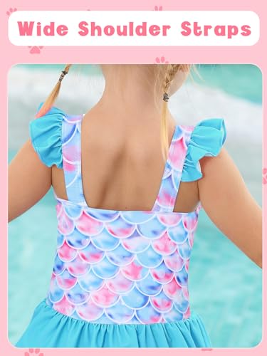 Toddler Girl Swimsuit One Piece Bathing Suit Mermaid Cute Ruffle Skirt Hawaiian Beach Swimwear4
