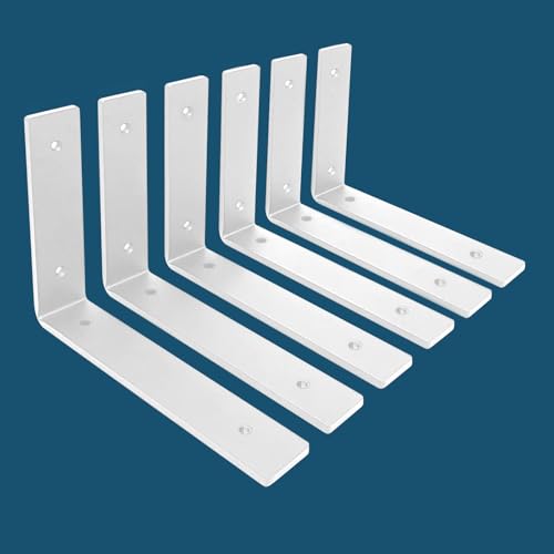 MLOQI 6 pezzi Supporto per scaffale, Angolo per scaffale per carichi pesanti, Supporto per mensole in metallo, Angolo per scaffale a parete per carichi pesanti, Supporto per scaffale da 0,5 cm di