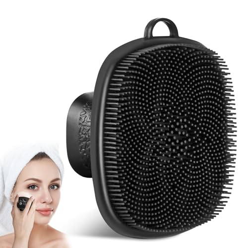 Silicone Face Scrubber, Facial Cleansing Brush, Gentle Face Exfoliator Face Brush for Women Men- Pore Cleansing & Face Massaging (1 Pack, Black)