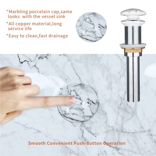 Davivy 24.5'' X 13.8'' Nordic Marbling Oval Vessel Sink With Pop Up Drain,Boat Shape Bathroom Vessel Sink,Bathroom Sinks Above Counter,Ceramic Vessel Sink,Counter Top Sink,Oval Sink Bowls For Bathroom #TOP5