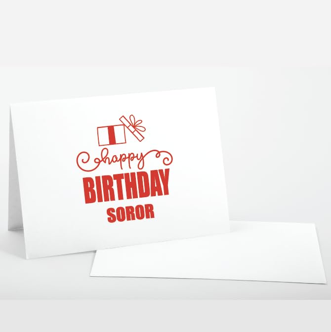Image of Custom Made Love Birthday Sorority FOLDED Note Card Set, Birthday Women Stationary Notecard Set, Stationery For Sorority Women, Assorted Designs (Red + White)